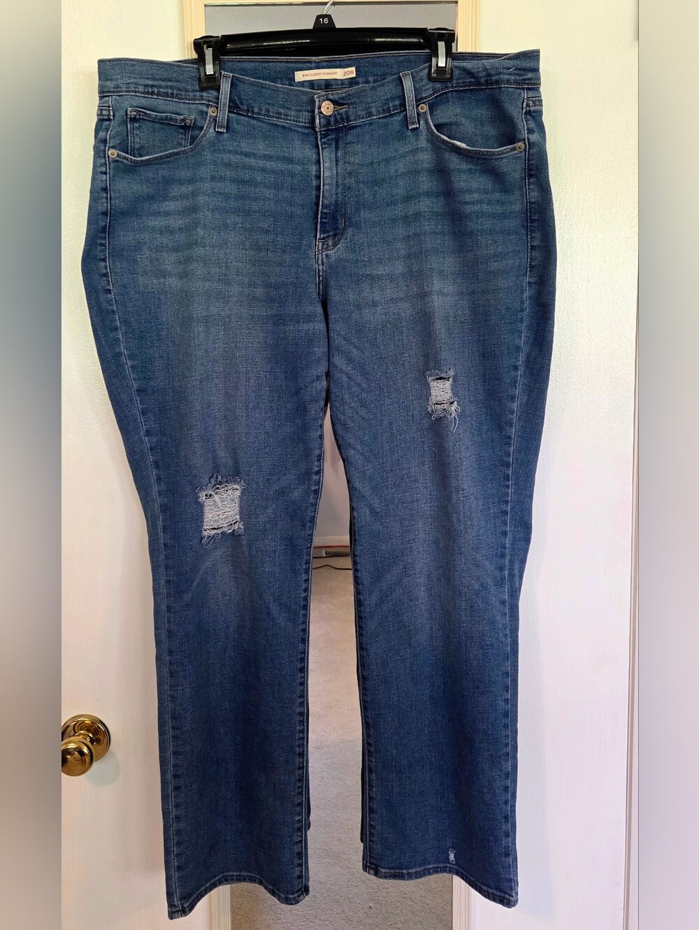 Levi 414 Classic Straight Women's Plus 20W Distressed Blue Jeans